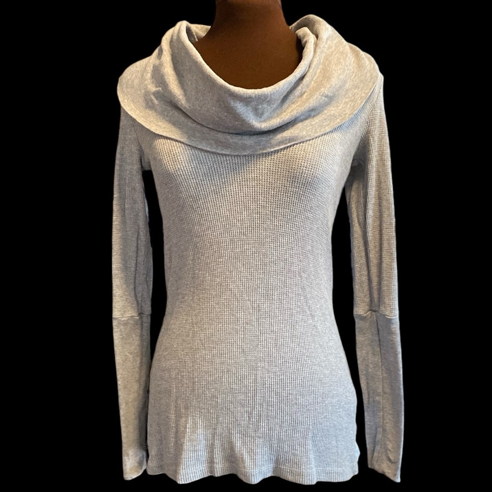 SPLENDID waffle weave cowl neck top